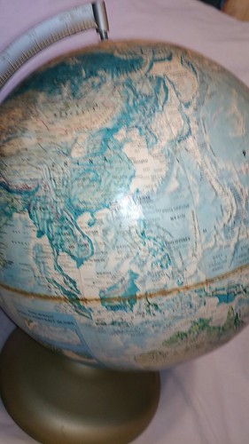 Rand McNally World Portrait Globe Raised Topography Metal Base