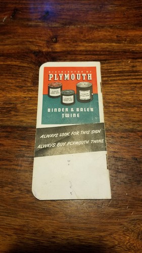 1951 PLYMOUTH BINDER TWINES ADVERTISING POCKET REMINDER BOOKLET