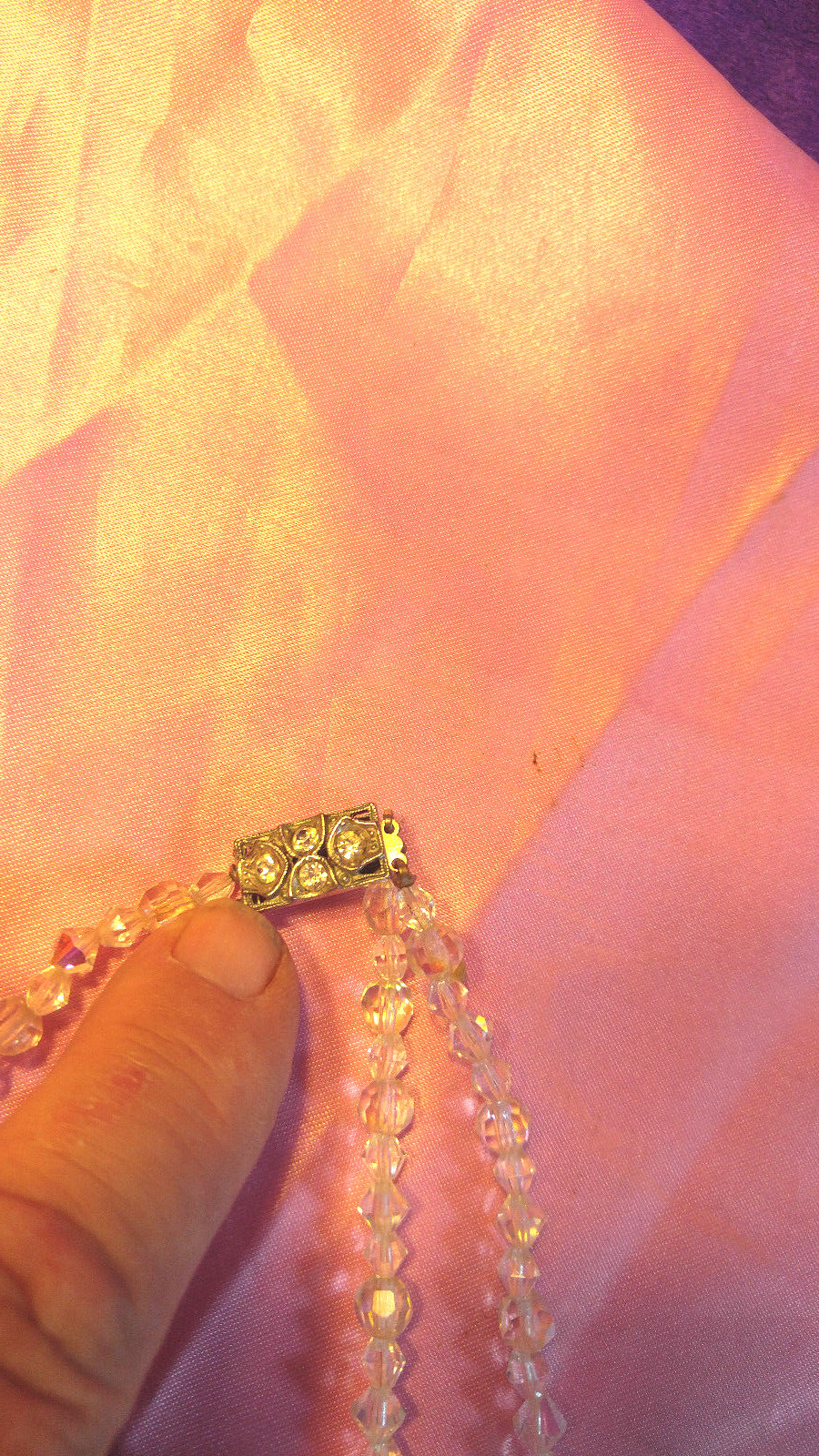 Jewelry necklace 1950'S CRYSTAL DOUBLE STRING NECK LACE
