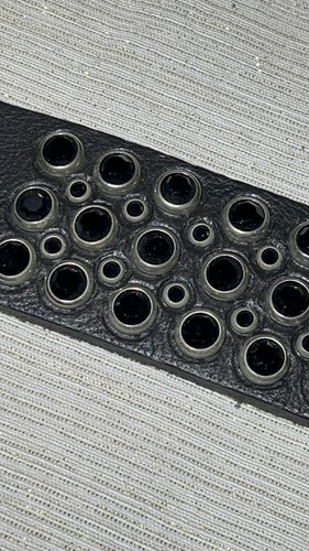 Pre-owned Handmade Robins Jean, Hand Made Leather Belt W/ Blk Swarovsky 100% Hand Made In Italy