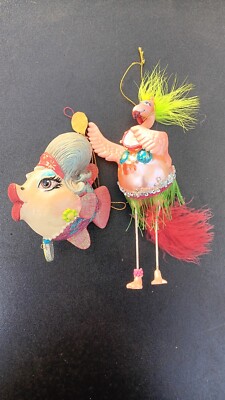 Katherine's Collection Flamingo & Fish Christmas Ornaments Sparkly Fun