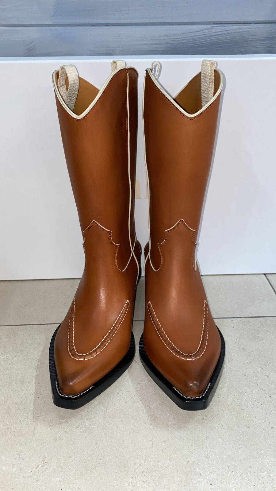 Pre-owned Chloé Texan Cowboy Boots In Leather Women Brown Size Eu 36 Ch