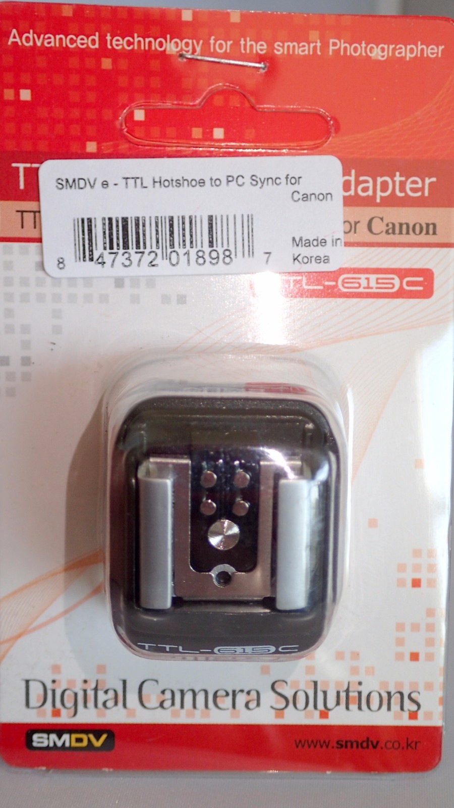 SMDV e-TTL Hotshoe to PC Sync Adapter for Canon EOS DSLR Cameras and Speedlight
