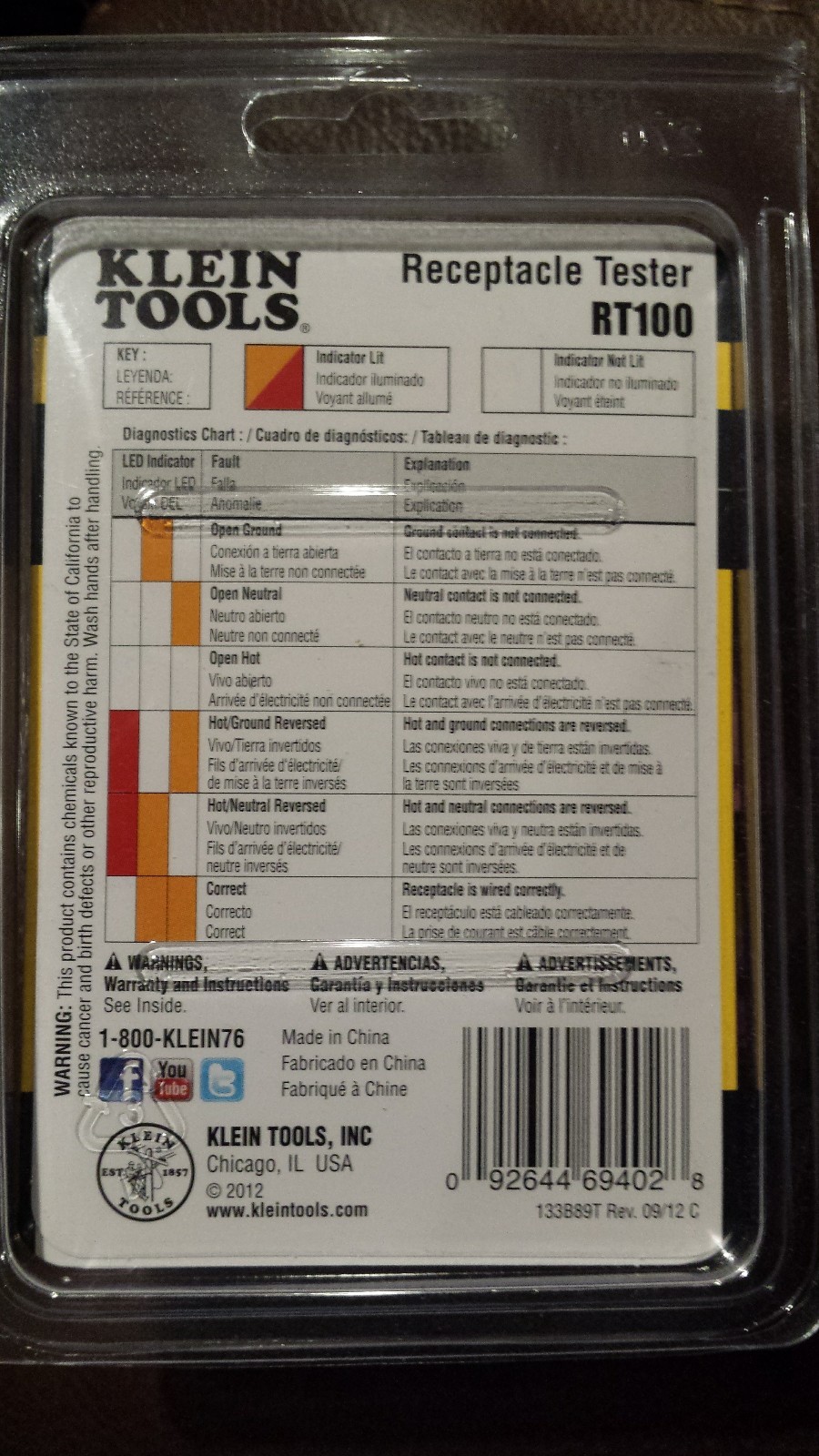 New Klein RT100 Receptacle tester