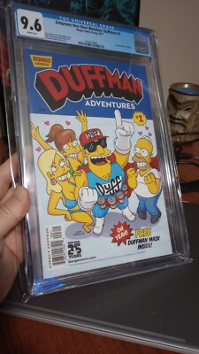DUFFMAN ADVENTURES #1 w/ Duffman Mask The Simpsons Bongo Comics 2014 CGC 9.6