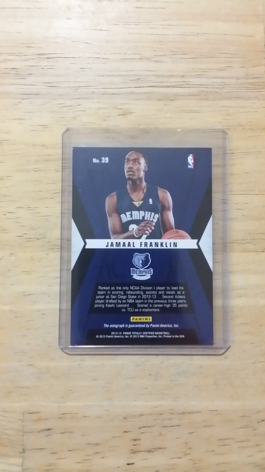 2013 Panini Totally Certified  Jamaal Franklin RC #39 Auto Basketball Card