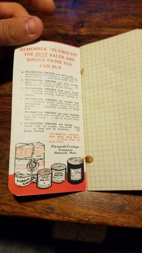 1951 PLYMOUTH BINDER TWINES ADVERTISING POCKET REMINDER BOOKLET