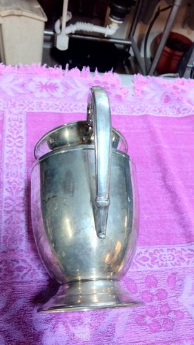 Vintage Lehman Bros Silverplate Pedestal Water Pitcher Ornate Handle Wide Spout