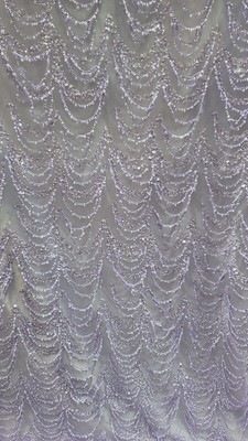 Lavender 3D Beaded Lace Fabric: Heavy Embroidery - Sold by the Yard