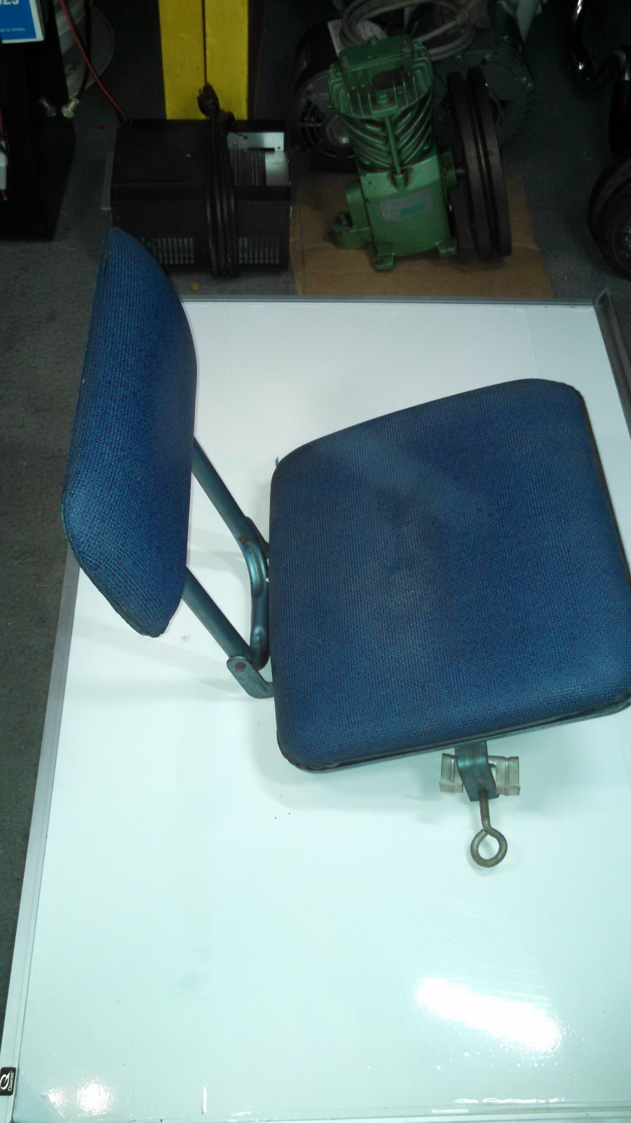 Vintage Blue Folding Swiveling Stadium Bleacher / Boat Seat