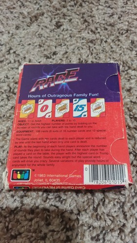 Vintage 1983 Rage Revenge Family Card Game Makers of UNO Complete w/Instructions