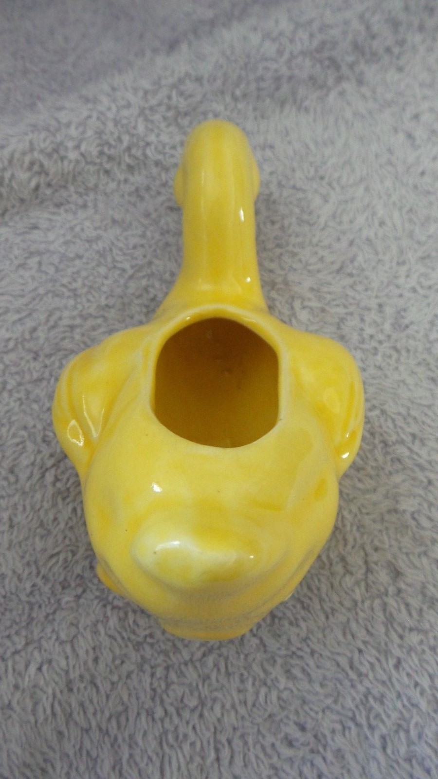 VINTAGE POTTERY YELLOW  DUCK PLANTER Unmarked 5