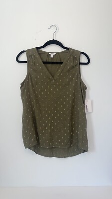 sonoma womens top Size Medium Olive Green Dress Tank Causal Blouse NWT