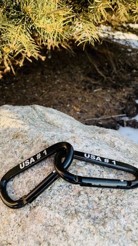 Pack of 6 pcs 3" Aluminum Carabiner Spring Belt Clip Key Chain D Shape Black