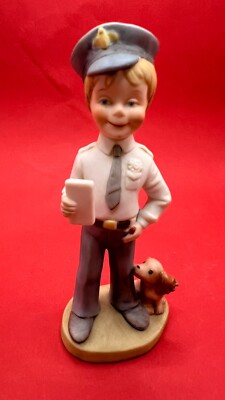 BOY MAIL CARRIER WITH DOG ~ Building On Dreams When I Grow Up Schmid 1981 ~ EUC
