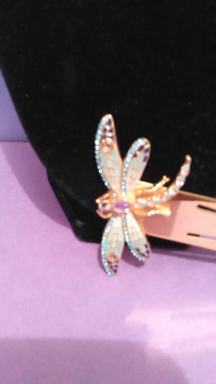 Dragonfly Bookmark Enameled Gold Tone Metal with Gemstone