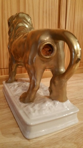 Vintage BARSOTTINI  GOLD LION Statue Figurine 1970 Limited Edition Wine Decanter