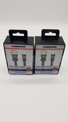 Monster Mobile Cable High Performance USB A - Micro USB Black .5ft 6'', 2-pack