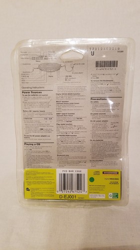 Sony WALKMAN D-EJ001 Lime-Green Personal Portable Skip-Free CD Player NEW/SEALED