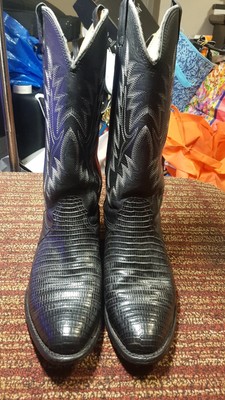 Larry Mahan Black Lizard Western Cowboy Riding Made In USA Dance Boots Size 8.5D