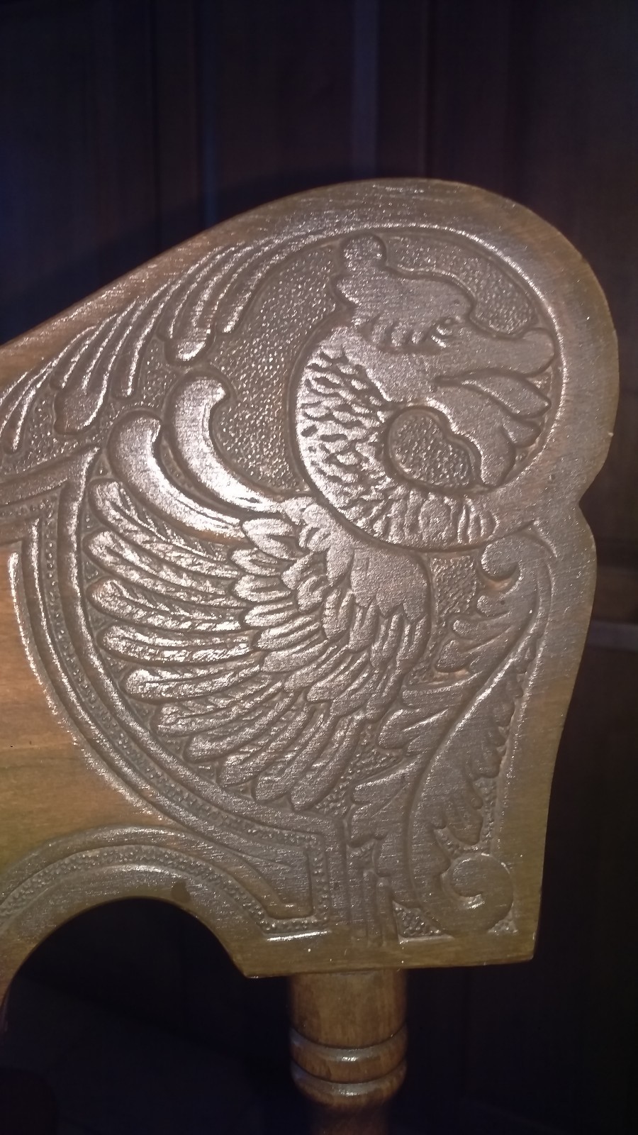 Dragon Carved Antique Oak Dining Chairs (4 of set)