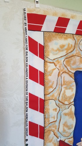 RARE ERLANGER ELVES HAPPY CHRISTMAS ADVENT CALENDAR Cotton Fabric Panel Cut Sew