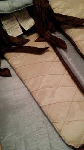 CoCaLo Baby Crib Bumper Blue n White W Brown ties Nursery Unisex