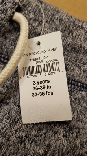 NWT Baby Gap Toddler Boy Pull-On Pants in Fleece 3Y Warm Soft Gray