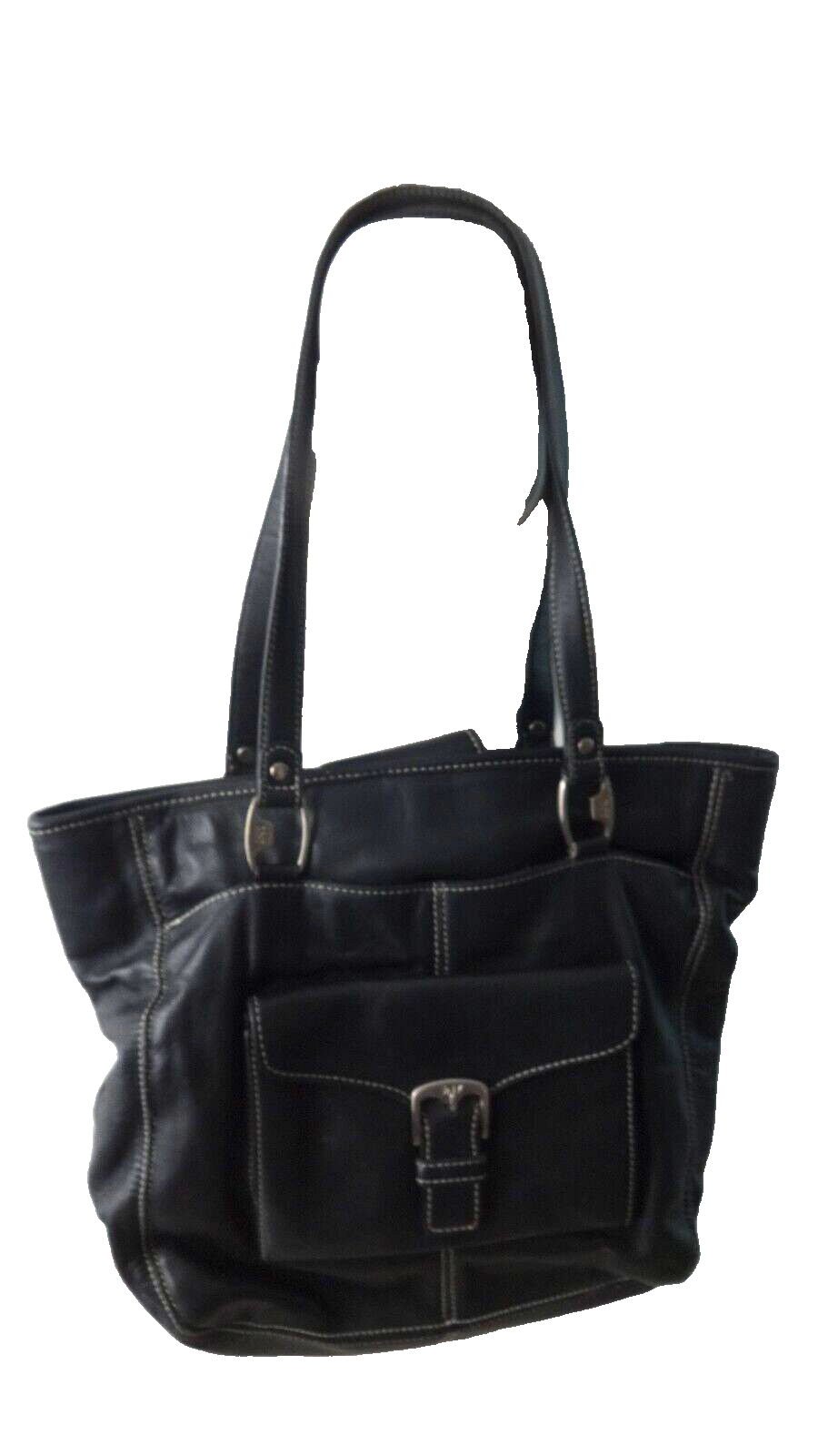 JONES NEW YORK BLACK LEATHER SHOULDER BAG - 100% Genuine