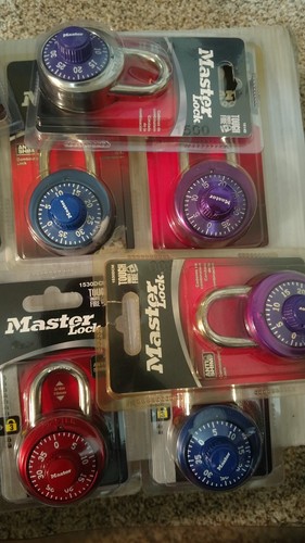 12 Master Lock 1530DCM Combination Lock Brand New Purple Blu Red Combo Anti-Shim