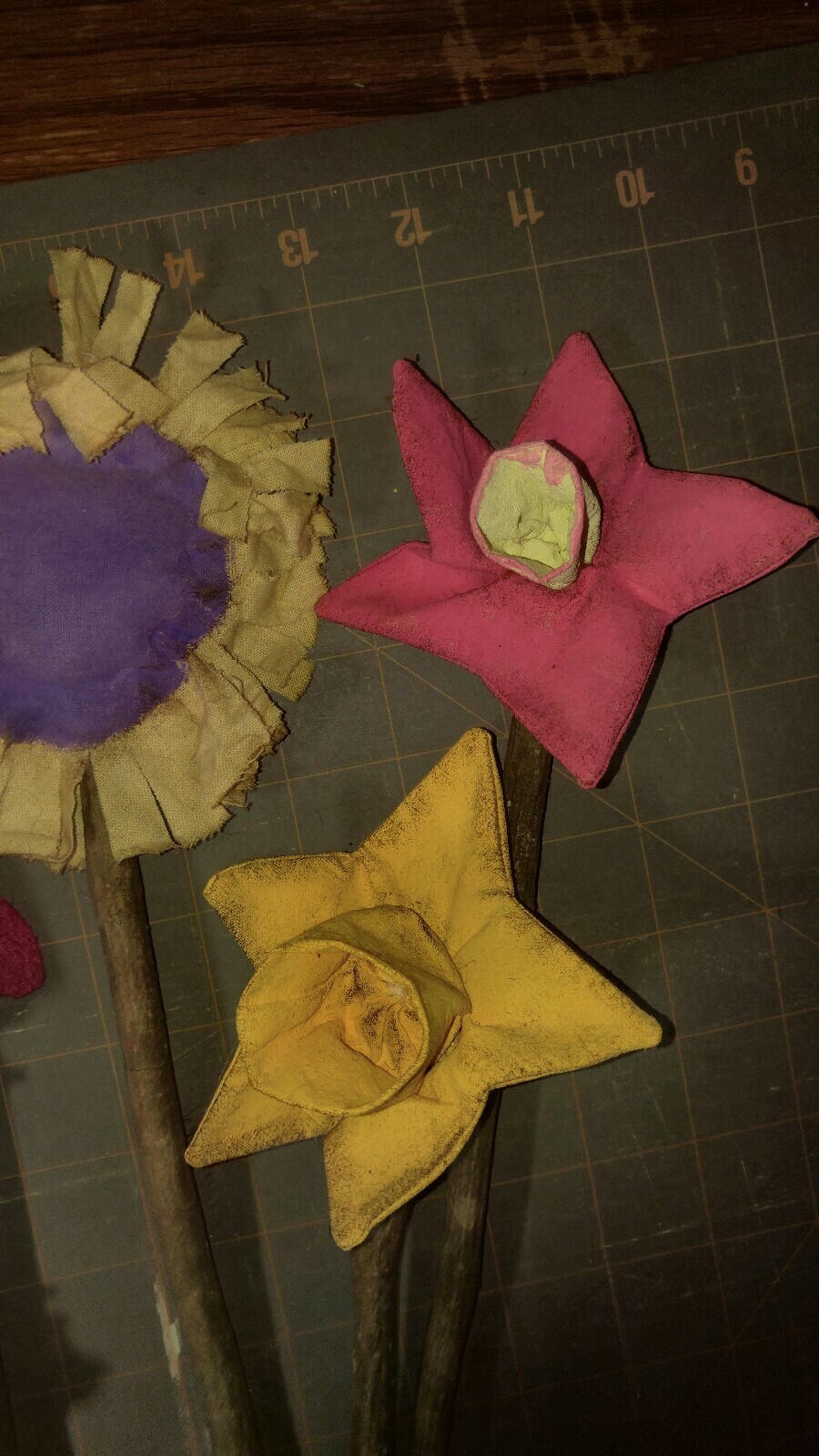 Primitive Decor Easter Flowers Handmade set of 8