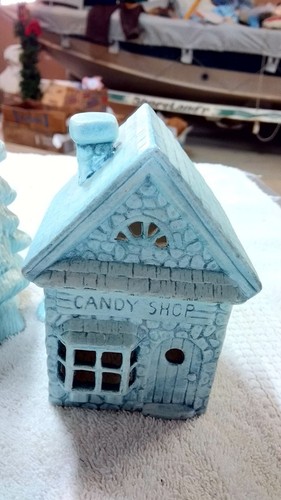 Vintage Scioto 1983 Toy Sore And Candy shop And two Evergreen Trees as shown