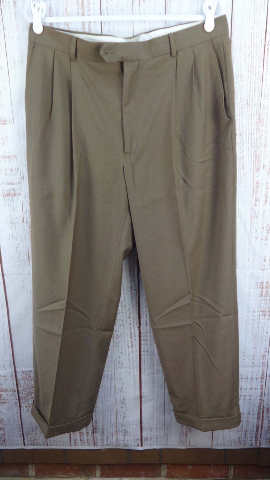 Braggi by Louis Raphael Men’s Dress Pants Brown 36x30 Pleated