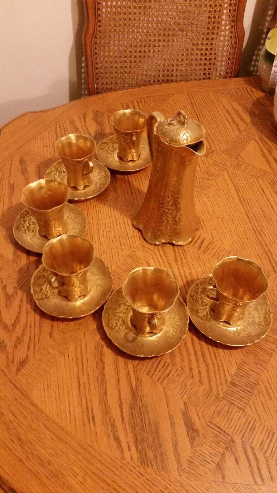 Jesse Dean - 1865 - Gold Decorated French Porcelain Tea Coffee Chocolate Set