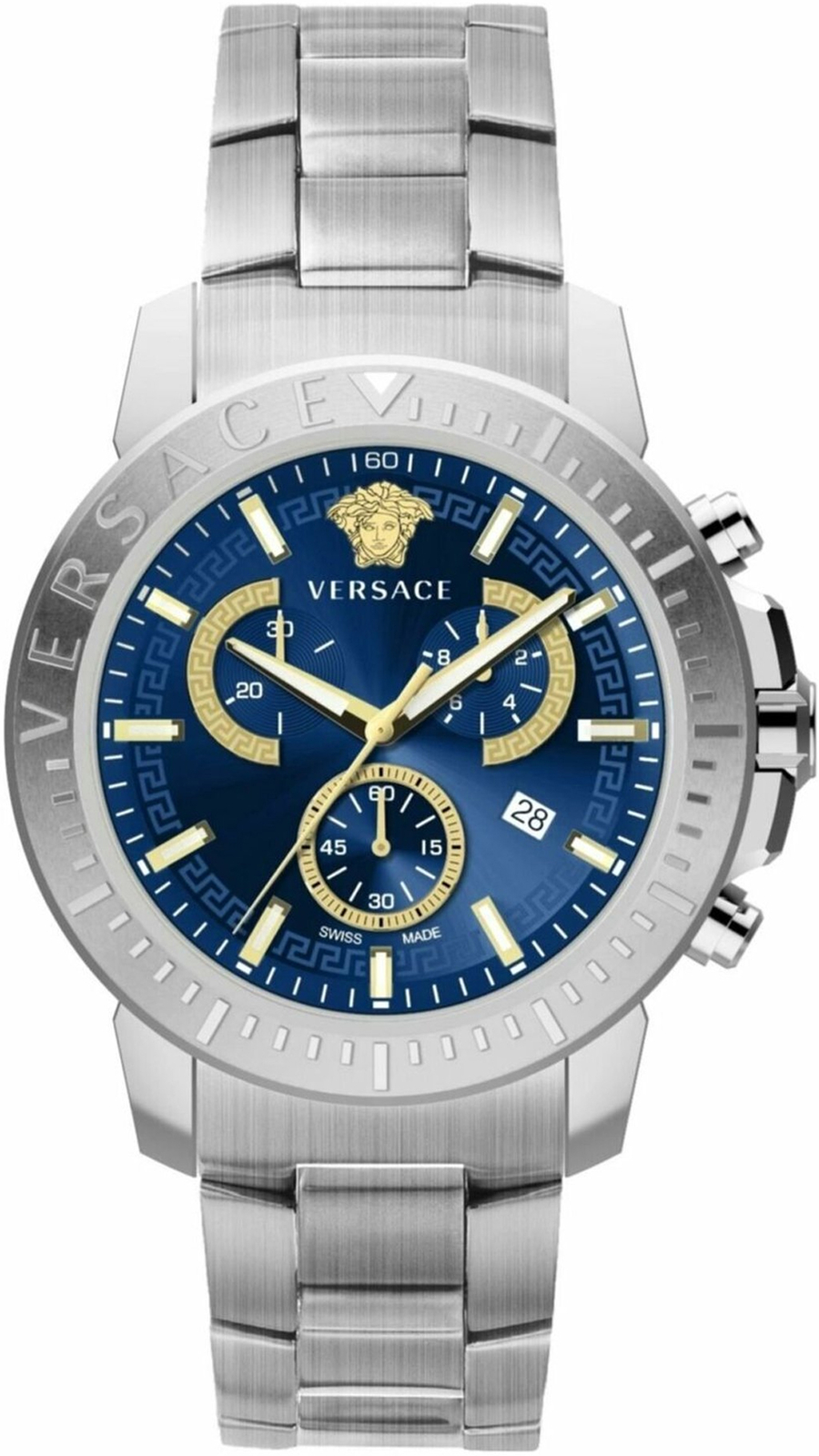 VERSACE ヴェルサーチェ　VE2E00721　シルバー＆青文字盤　スイス Versace VE2E00721 New Chrono blue silver Stainless Steel