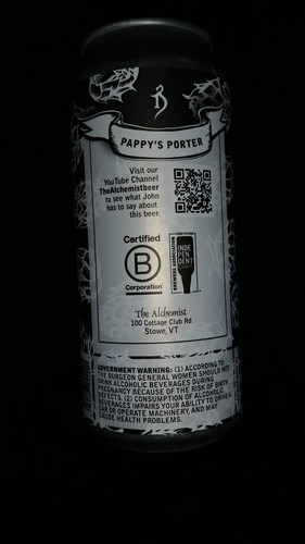 Empty  The ALchemist Pappy's Porter 16  oz beer can