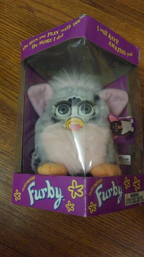 NIB 1998 ORIGINAL FURBY 70-800 Gray Black Spots Pink Belly