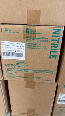 Ansel Powder Free Micro Touch Nitrile Medical Exam Gloves -Pack of 2000,  Size L