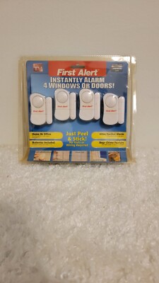 First Alert Instantly Alarm 4 Windows or Doors Peel & Stick security  new Sealed