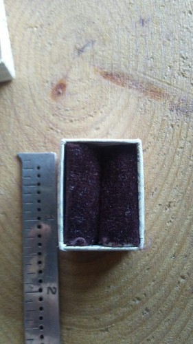 Vintage brown velvet paper ring box.