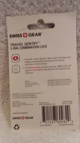 Swiss Gear Travel Sentry 3-dial Combination Lock TSA Accepted color Red
