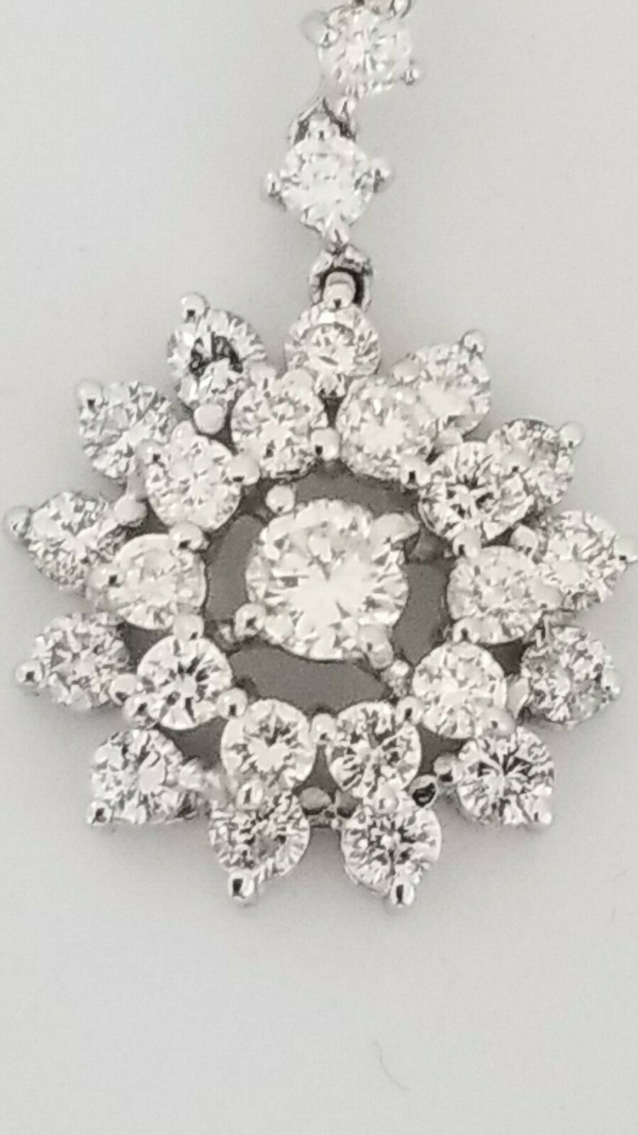 Pre-owned Teachers Jewelry 14k White Gold Diamond Cluster Hanging Earring 4.50 Carat G-h Color Vs2 Clearity