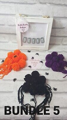 21 Handmade untrimmed Wool Pom Poms - Halloween Orange & purple garland, wreath