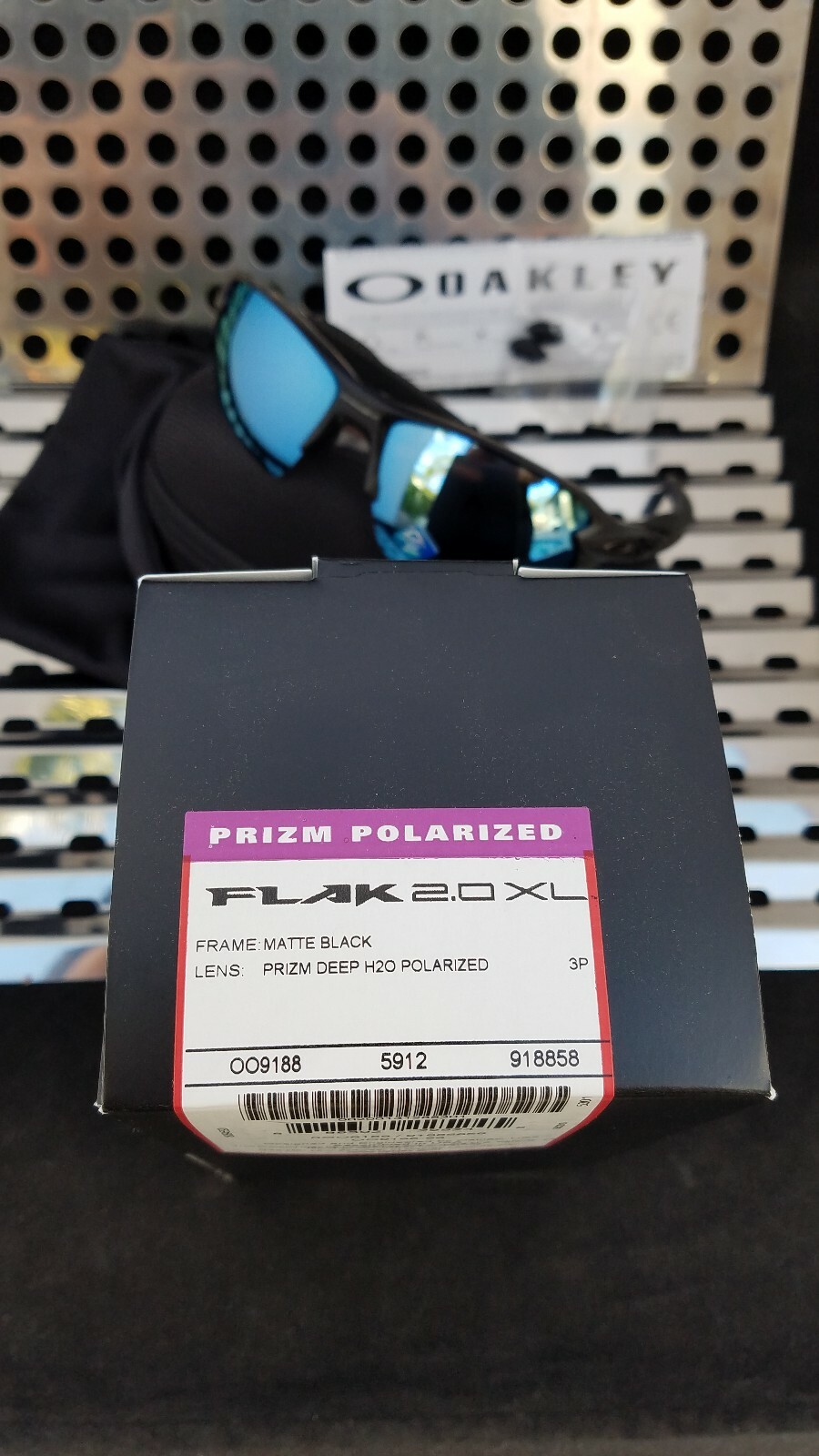 Pre-owned Oakley 9188-5859 Flak 2.0 Xl Sunglasses Matte Blk /prizm Deep H2o Polarized In Blue