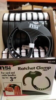  (LOT 0F 25) NSI LARGE RATCHET CABLE CLAMP PRO RCC-3-25 BLACK FOR CORD BUNDLE 