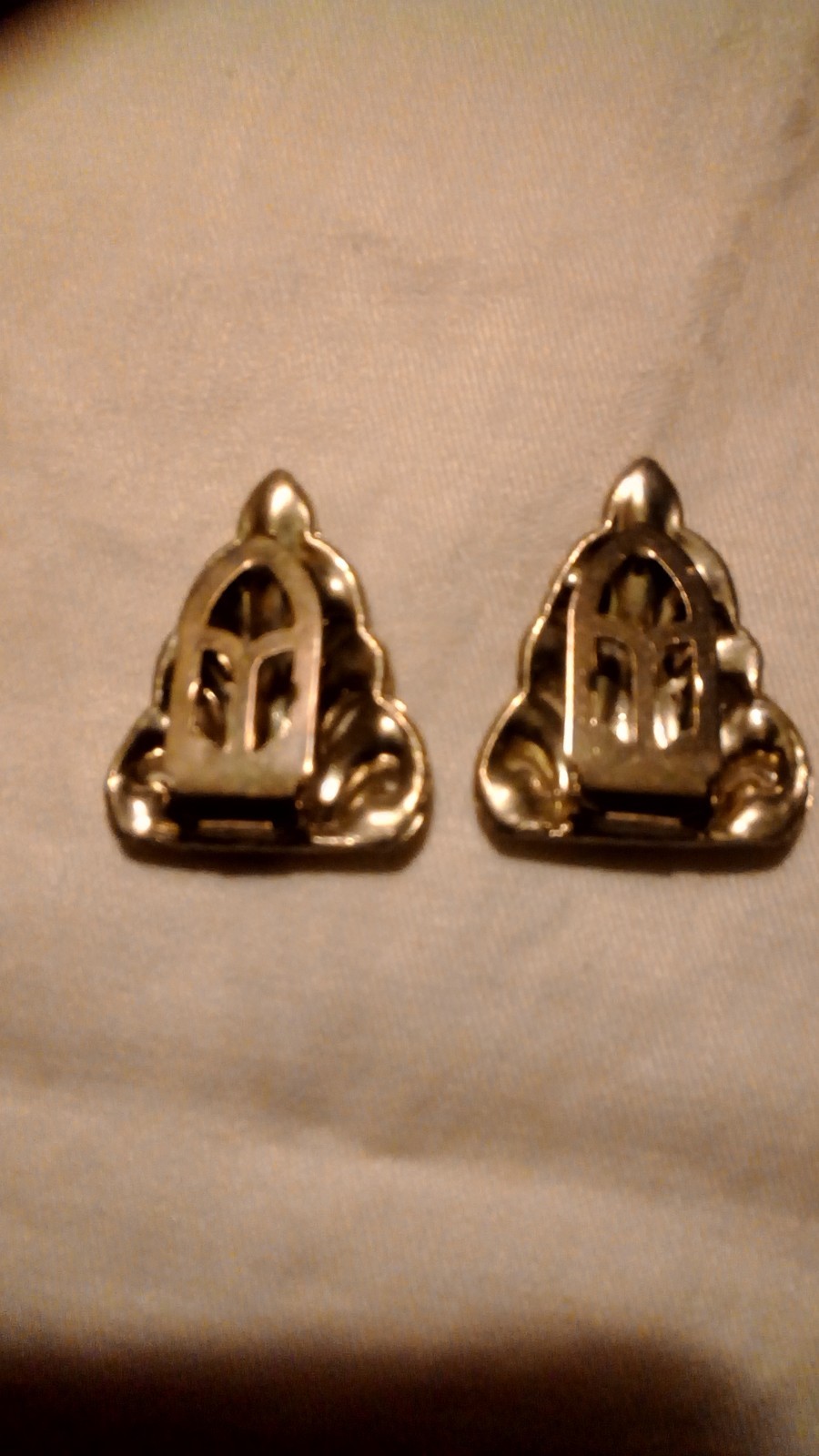 VINTAGE (1920's) SILVER PASTE STONE SHOE CLIPS TRIANGULAR ART DECO