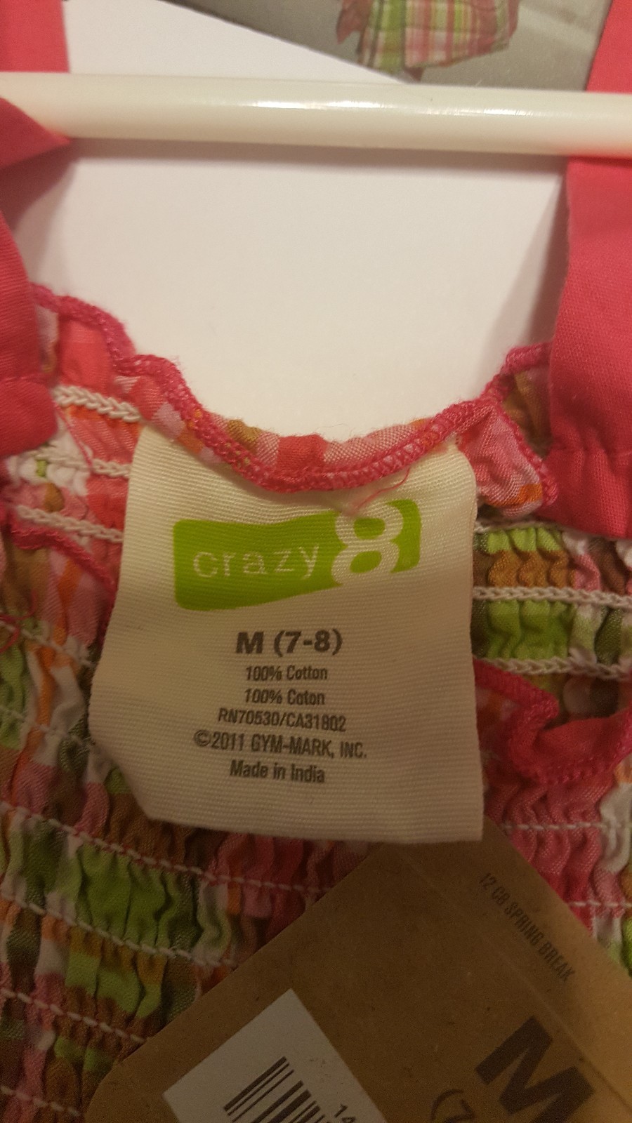 NWT CRAZY 8  Girls pink and green  Romper Size M (7-8)