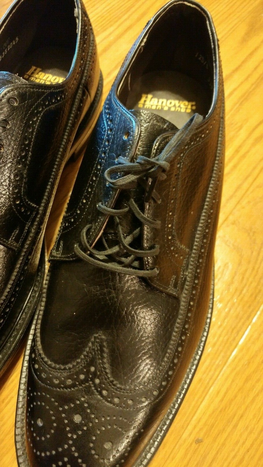 Vintage Hanover Black Wingtip Oxford Shoes Size 12 Medium