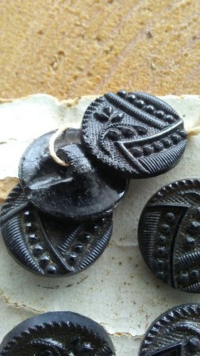 Vintage Austria and La Mode black  glass clothes buttons.