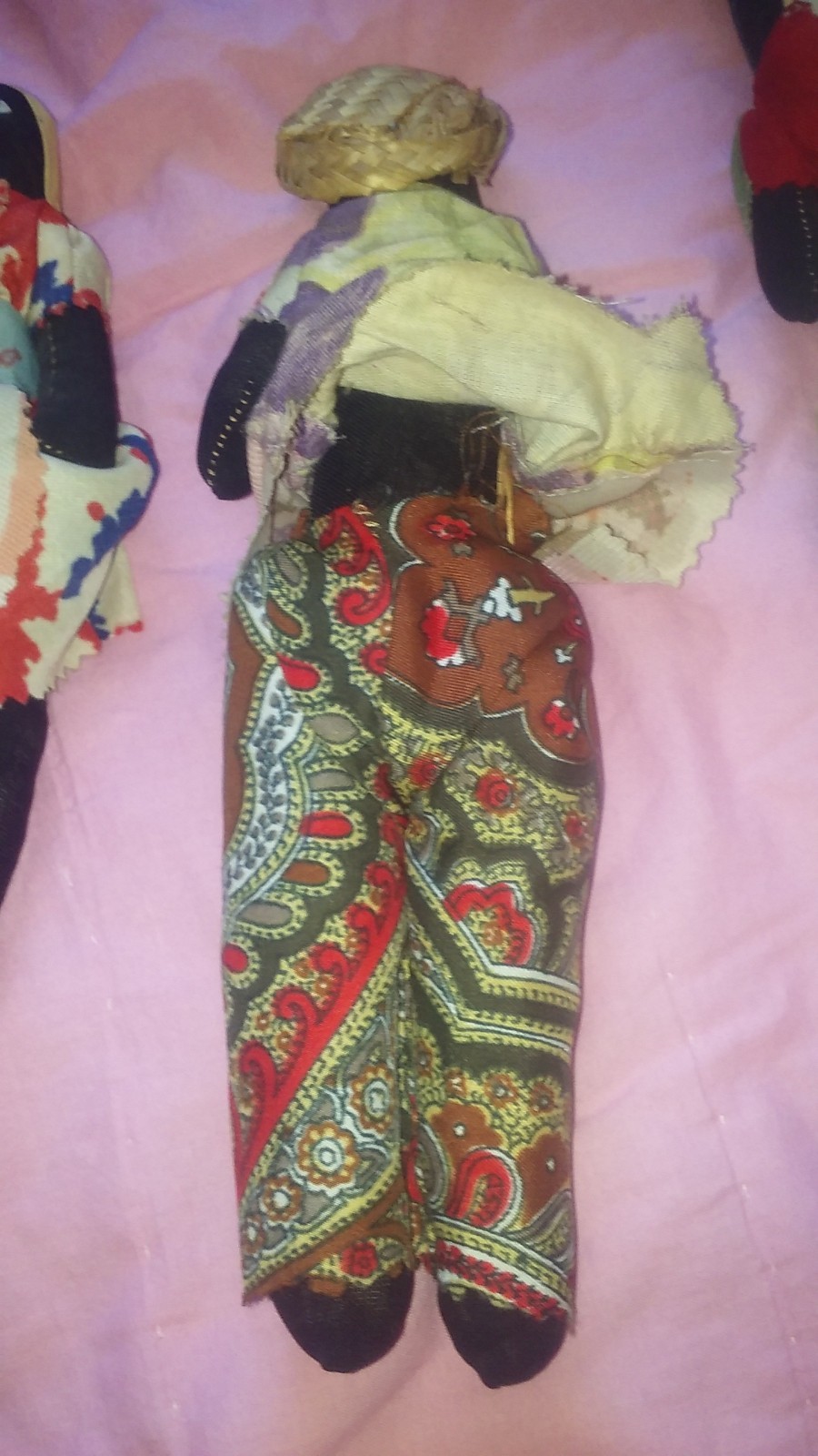 3 Antique Vintage Jamaica Handmade Tourist Cloth Dolls